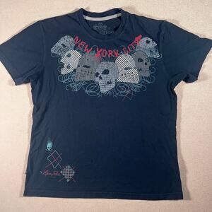 VTG 90s Y2K Mens Graphic Skull Tee Marc Ecko Size L Cut & Sew Grunge Skater
